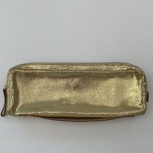 Kate Spade Gold crackled leather clutch